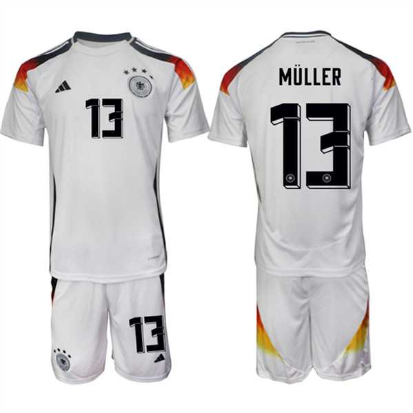 Men's Germany #13 Thomas Muller White 2024-25 Home Soccer Jersey Suit,We sell and wholesale Men's Germany #13 Thomas Muller White 2024-25 Home Soccer Jersey Suit on line form chian!